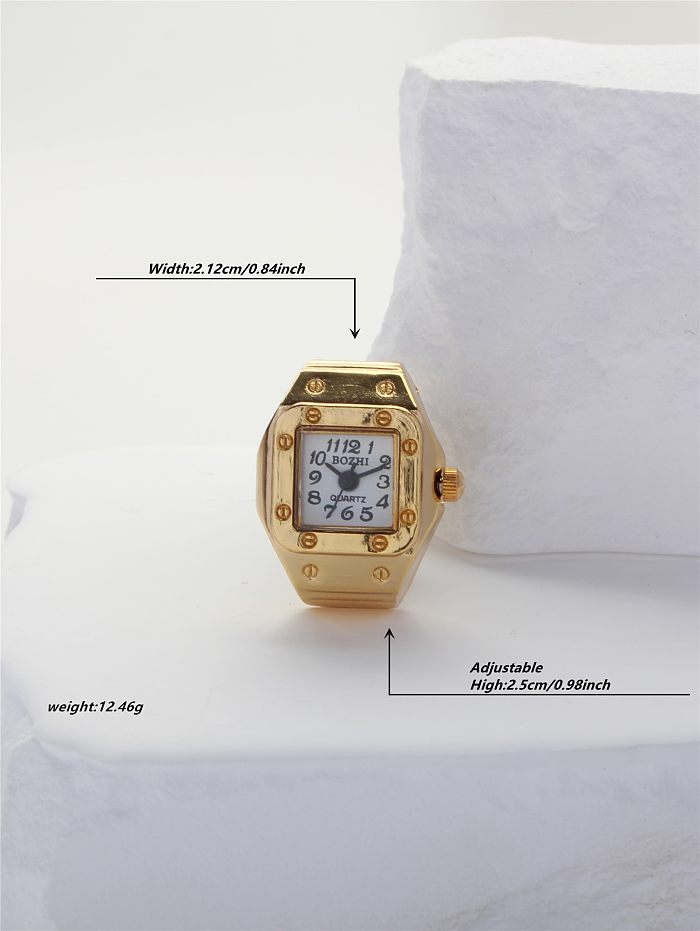 Reloj de estilo vintage Chapado en acero inoxidable Anillos chapados en oro