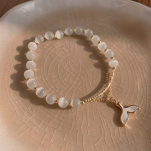 Elegante Fischschwanz-Kupferarmbänder Perlen-Opal-Kupferarmbänder