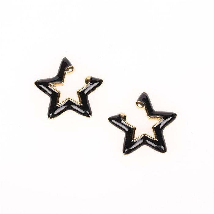 Clipes de orelha esmaltados de cobre pentagrama da moda 1 par