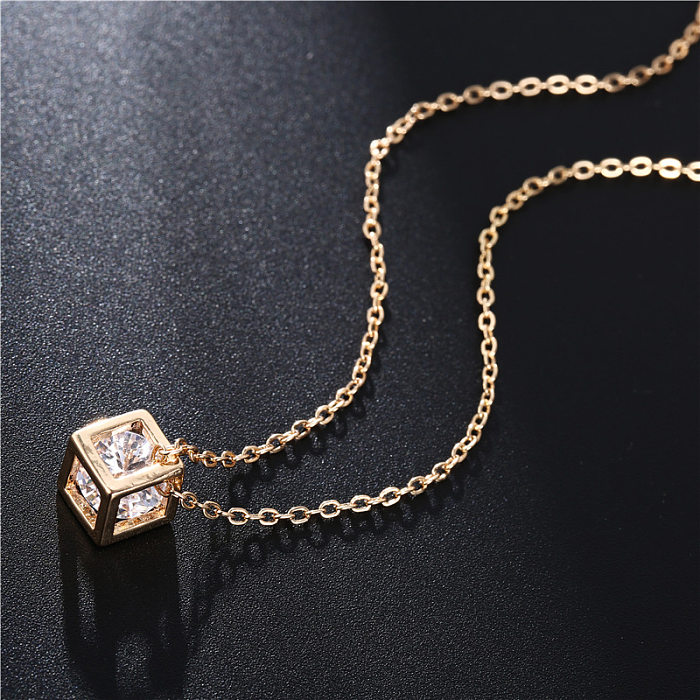 Simple Style Commute Square Copper Plating Zircon White Gold Plated Gold Plated Necklace