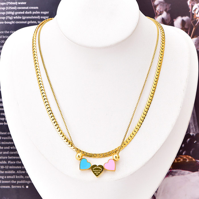 Lady Simple Style Letter Heart Shape Titanium Steel Plating Bracelets Necklace