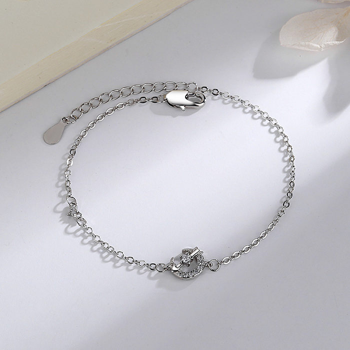 Bracelets en Zircon avec incrustation de cuivre, style simple, étoile, lune, flèche