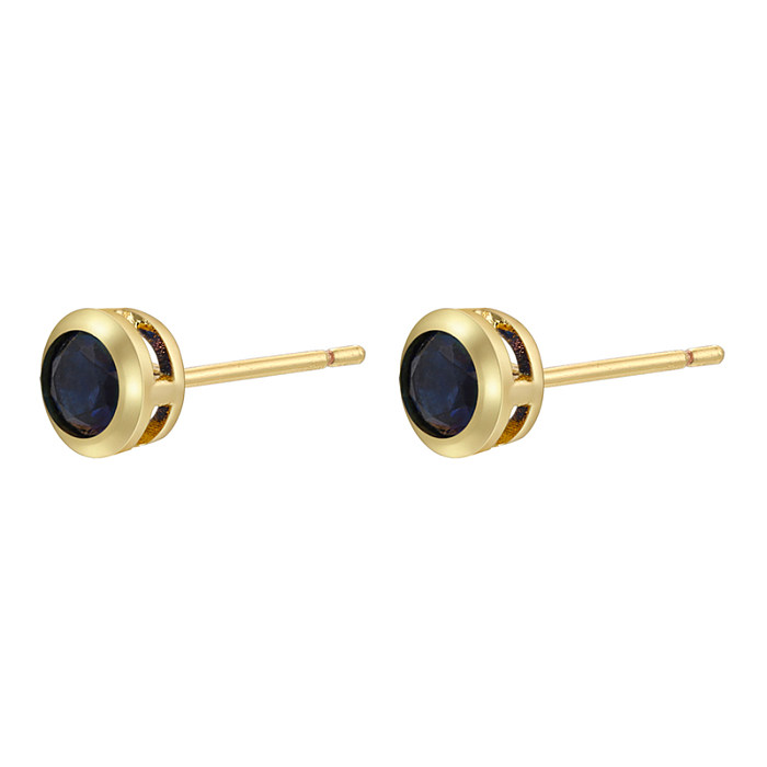 1 Pair Simple Style Classic Style Round Dots Colorful Plating Inlay Copper Zircon 18K Gold Plated Ear Studs