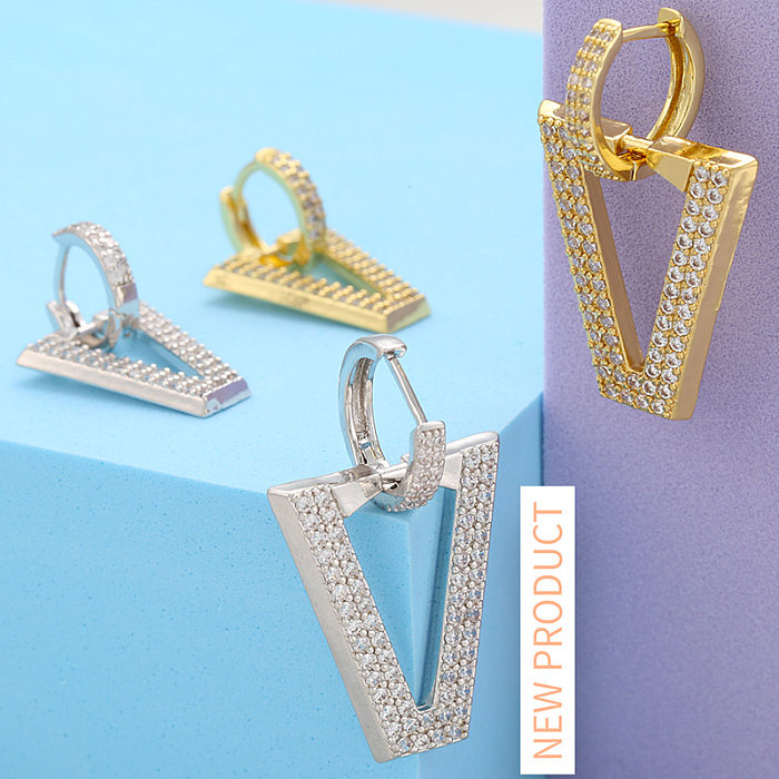 Wholesale Micro-studded Zircon Earrings Inverted Triangle Earrings jewelry
