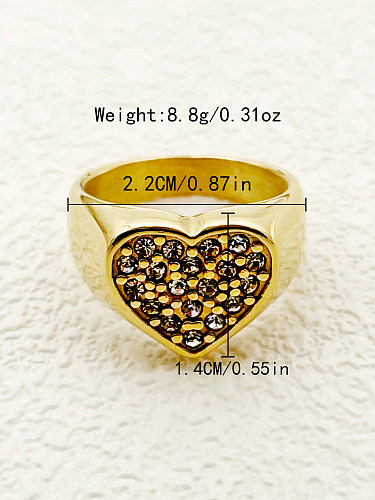Anillos chapados en oro de los diamantes artificiales del acero inoxidable de la forma del corazón del estilo simple elegante a granel