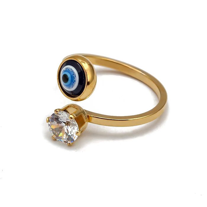Wholesale Classic Style Devil'S Eye Stainless Steel Plating Gold Plated Open Rings