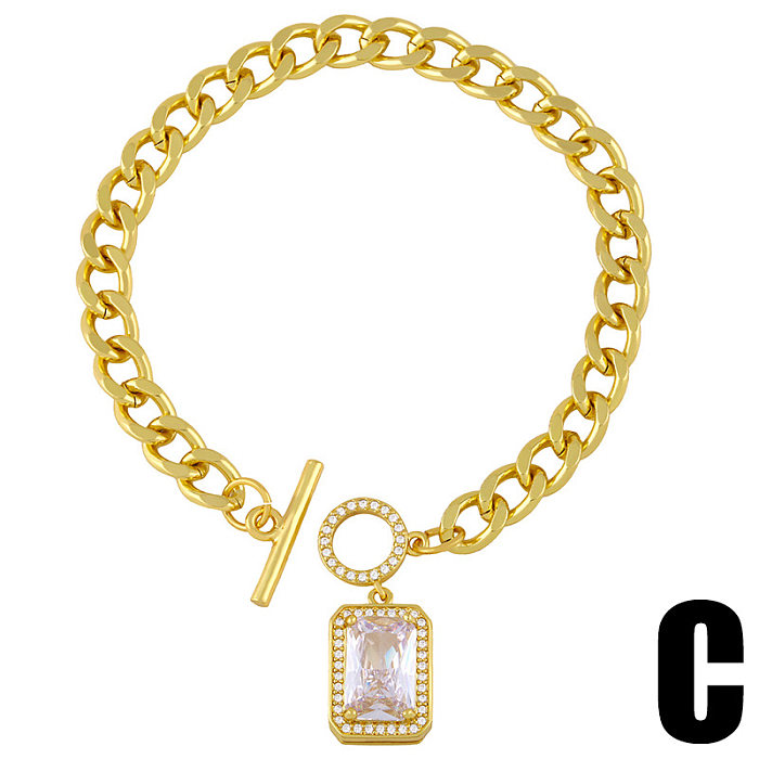 Fashion Heart-shape Five-pointed Star OT Buckle Copper Bracelet Wholesale