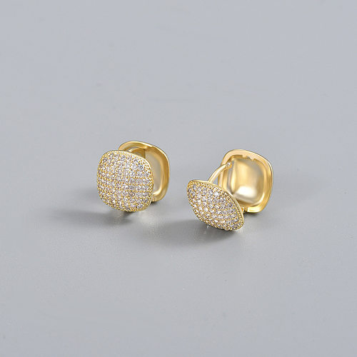 Fashion Geometric Copper Inlay Zircon Earrings 1 Pair