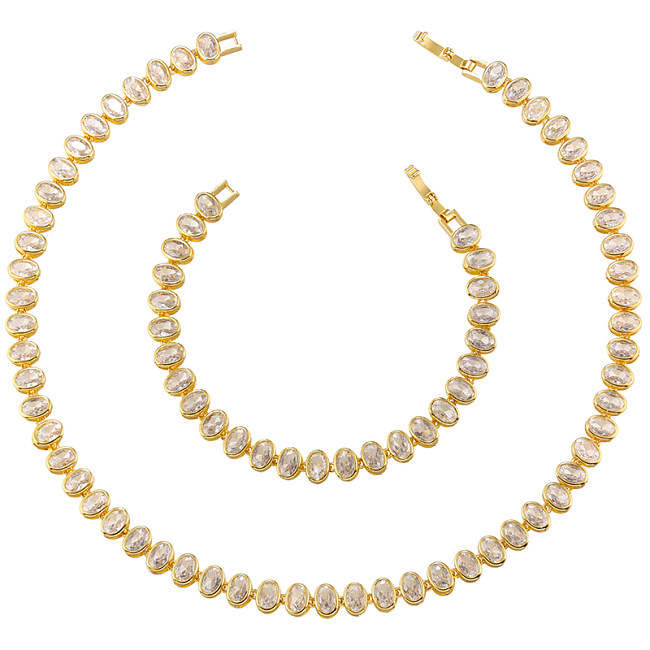 Collar plateado oro oval lujoso de las pulseras del Zircon del cobre 18K del encanto elegante en bulto