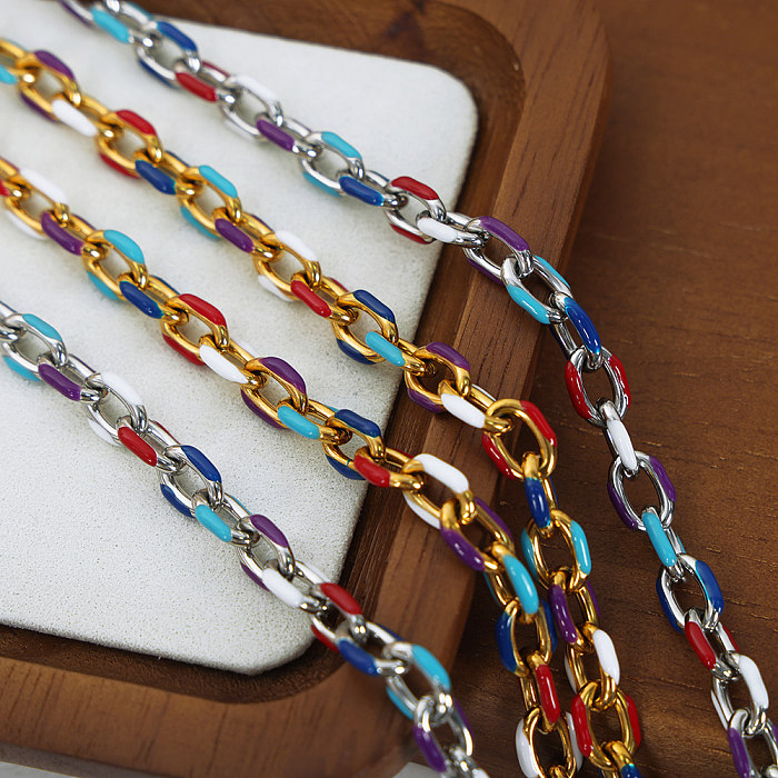 Style baroque bohème style classique coloré titane acier placage plaqué or 18 carats bracelets collier