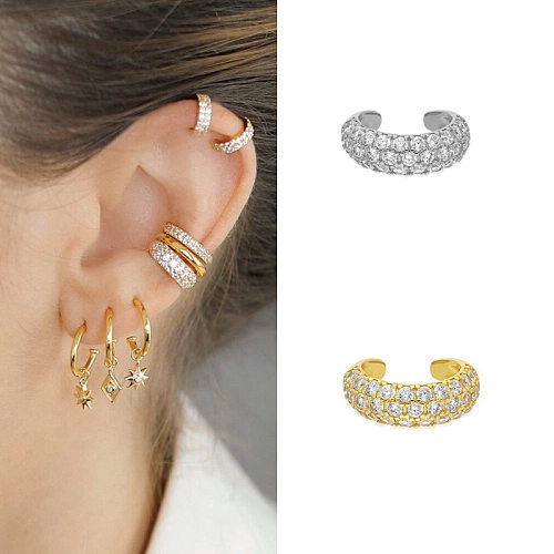 Women'S Luxurious C Shape Copper Zircon Earrings Inlay Copper Earrings