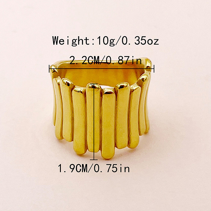 Novidade estilo simples linhas anéis banhados a ouro de polimento de aço inoxidável