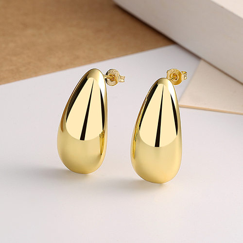 1 Pair Glam Luxurious Solid Color Water Droplets Plating Copper Ear Studs