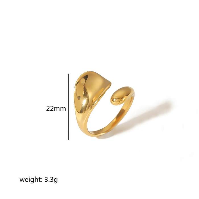 Anéis abertos banhados a ouro 18K com palma de estilo romano retrô em aço inoxidável