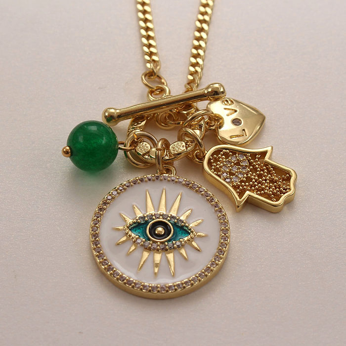 Fashion Devil'S Eye Copper Inlay Zircon Pendant Necklace 1 Piece