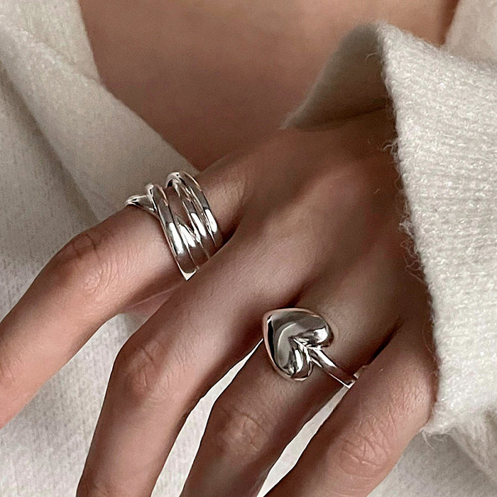 1 pièce d'anneaux en cuivre en forme de cœur de style simple