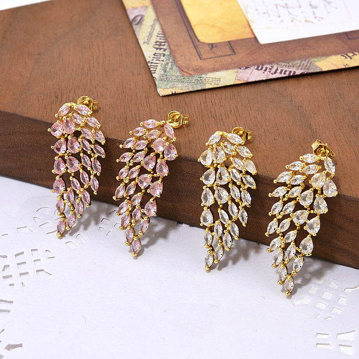 1 Pair Sweet Wings Plating Inlay Copper Zircon Ear Studs