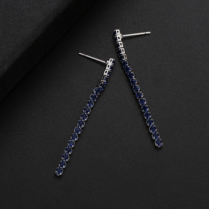 1 Pair Simple Style Shiny Tassel Plating Inlay Copper Zircon Drop Earrings