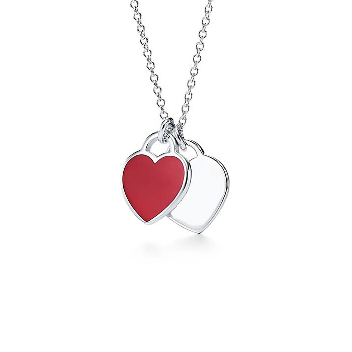 Simple Style Heart Shape Copper Enamel Pendant Necklace