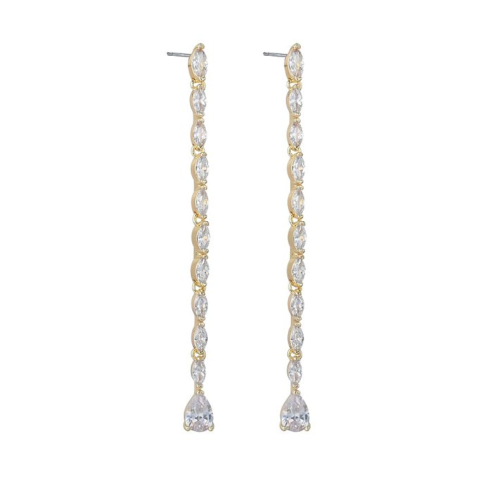 1 Pair Elegant Glam Water Droplets Plating Inlay Copper Zircon Drop Earrings