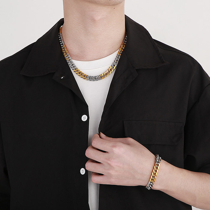 Hip-Hop-Punk-Halskette mit geometrischem Titanstahl-Armband