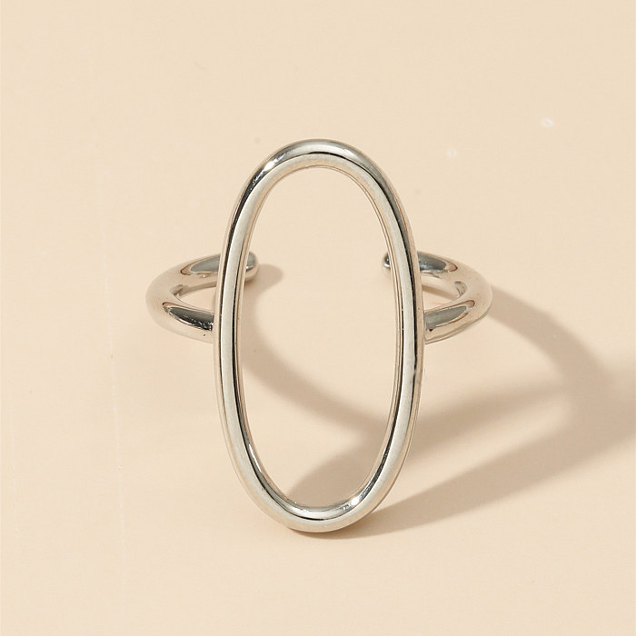 Casual Simple Style Oval Copper Plating Hollow Out 18K Gold Plated Open Ring