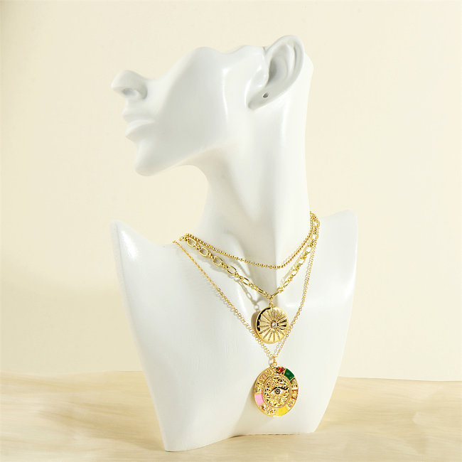 Streetwear Devil'S Eye Copper Enamel Plating Inlay Zircon 18K Gold Plated Pendant Necklace