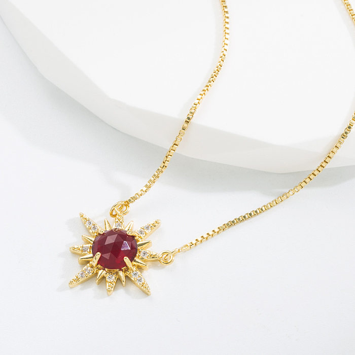 INS Style Star Copper Zircon Pendant Necklace In Bulk