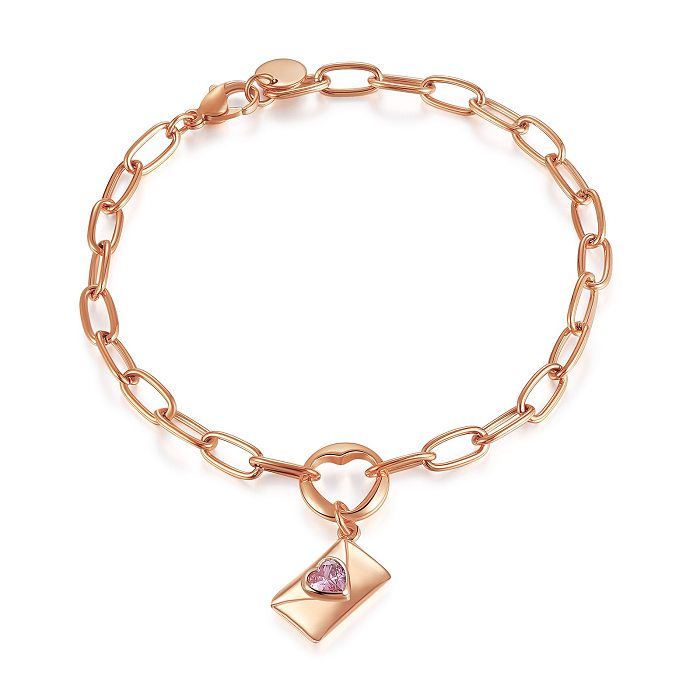 Simple Style Heart Shape Titanium Steel Plating Gold Plated Bracelets Necklace