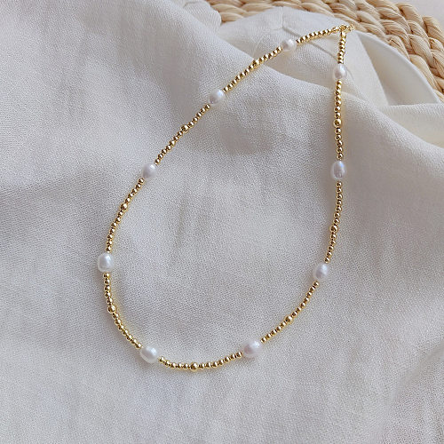 IG Style Korean Style Geometric Freshwater Pearl Copper Necklace