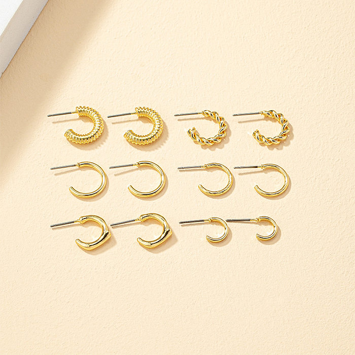 Fashion Geometric Copper Plating Earrings 6 Pairs