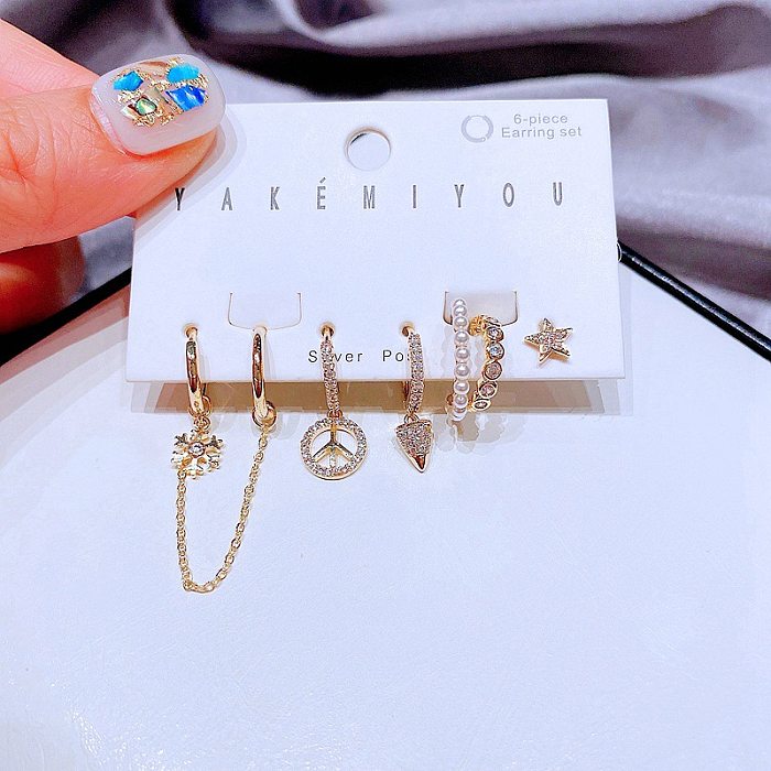 Yakemiyou Lady Geometric Metal Inlaid Zircon Zircon Earrings