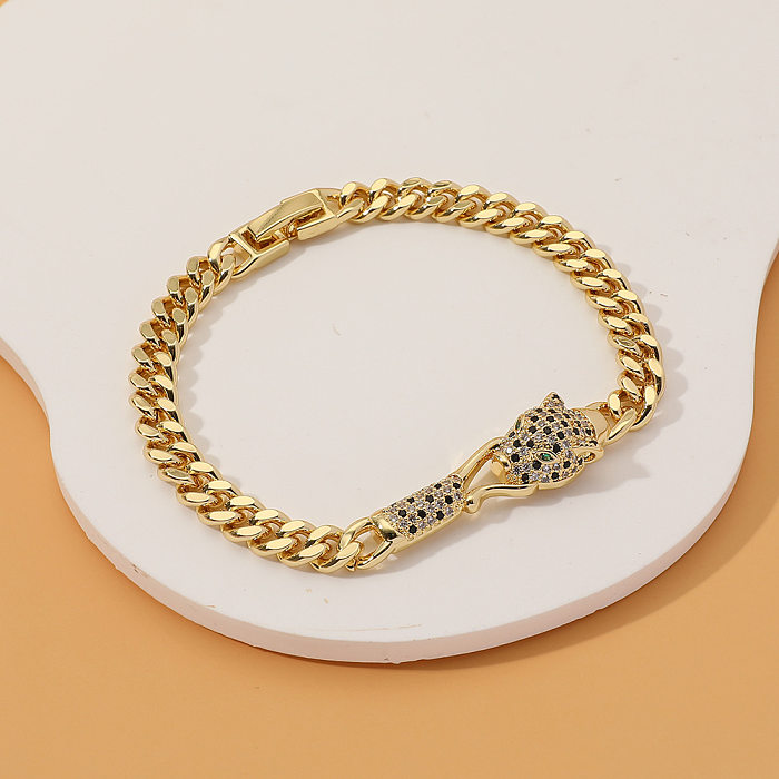 Hip-Hop Animal Copper Gold Plated Zircon Bracelets
