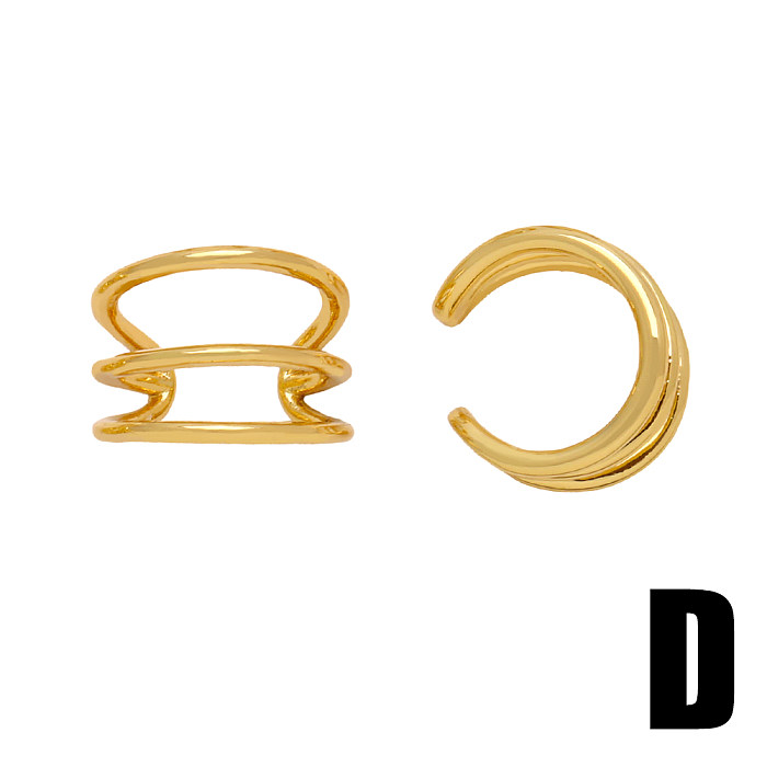 زوج واحد من مشابك الأذن المصنوعة من النحاس المطلي بالذهب عيار 1 قيراط بتصميم بسيط على شكل حرف C