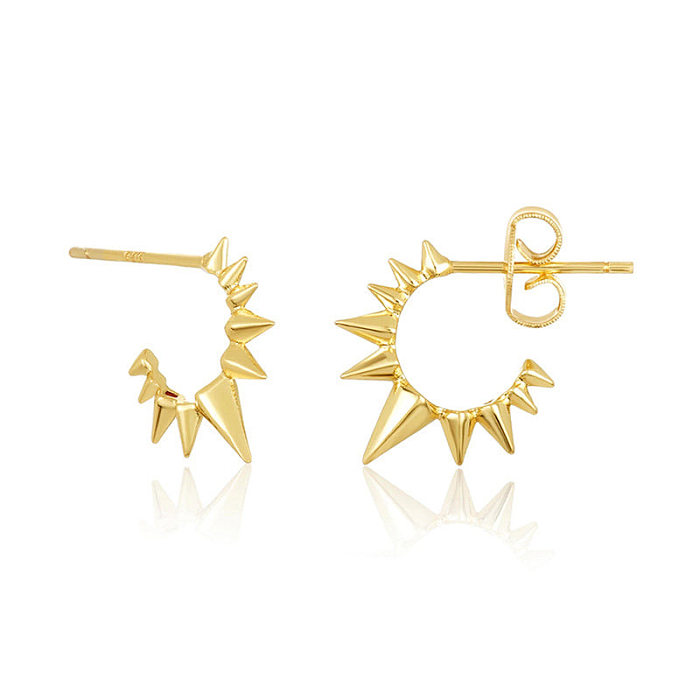 Simple Style Geometric Eye Copper Ear Studs Gold Plated Zircon Copper Earrings