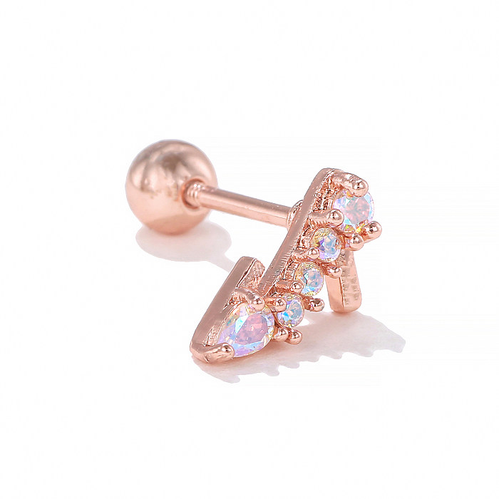 1 Piece IG Style Simple Style Geometric Plating Inlay Brass Zircon 18K Gold Plated White Gold Plated Ear Studs