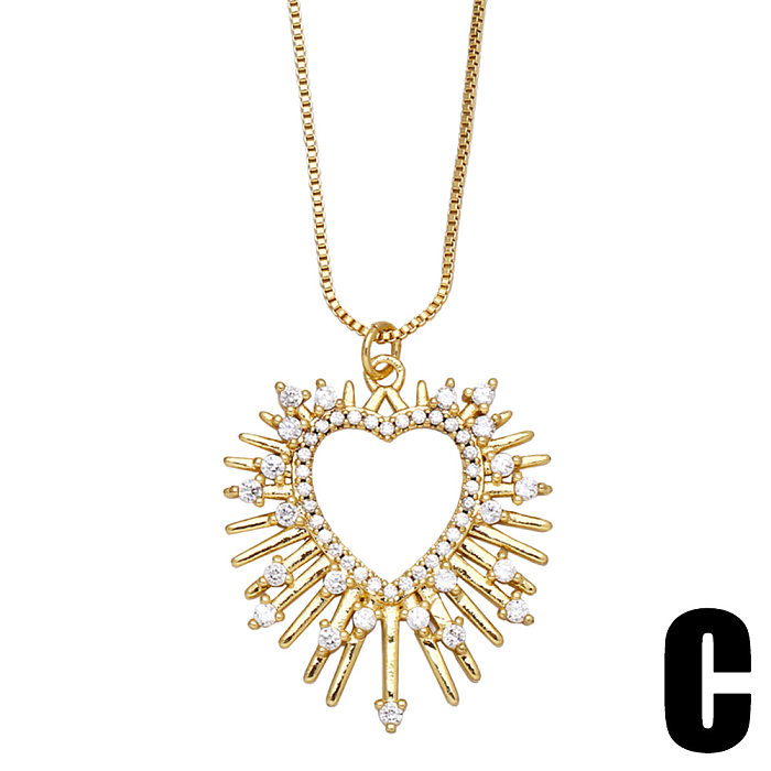 Vintage Heart-shaped Simple Trend Inlaid Zircon Copper Necklace Wholesale