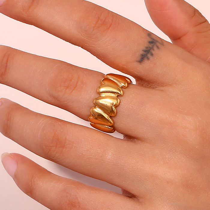 Atacado estilo simples cor sólida chapeamento de aço inoxidável anéis abertos banhados a ouro 18K