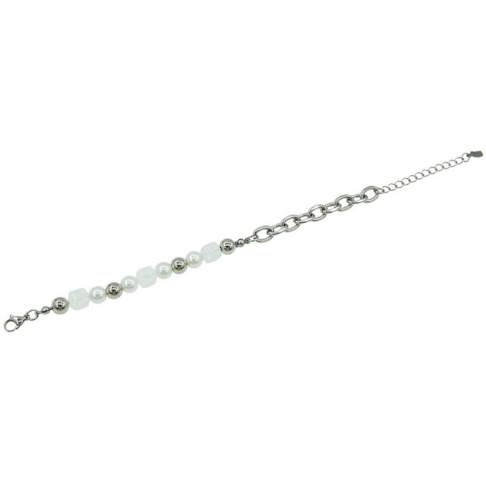 Collier de bracelets de polissage de perles en acier titane rond de style simple 1 pièce