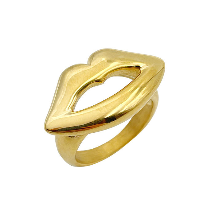 Fashion Lips Round Stainless Steel Plating Rings 1 Piece
