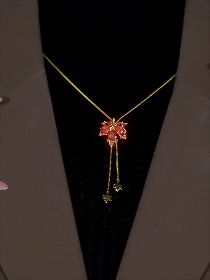Fashion Maple Leaf Copper Plating Artificial Gemstones Earrings