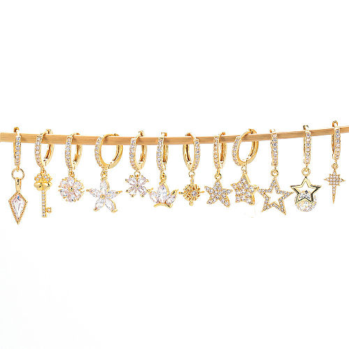Brincos de estrela do mar vazados com estrela de cinco pontas da moda