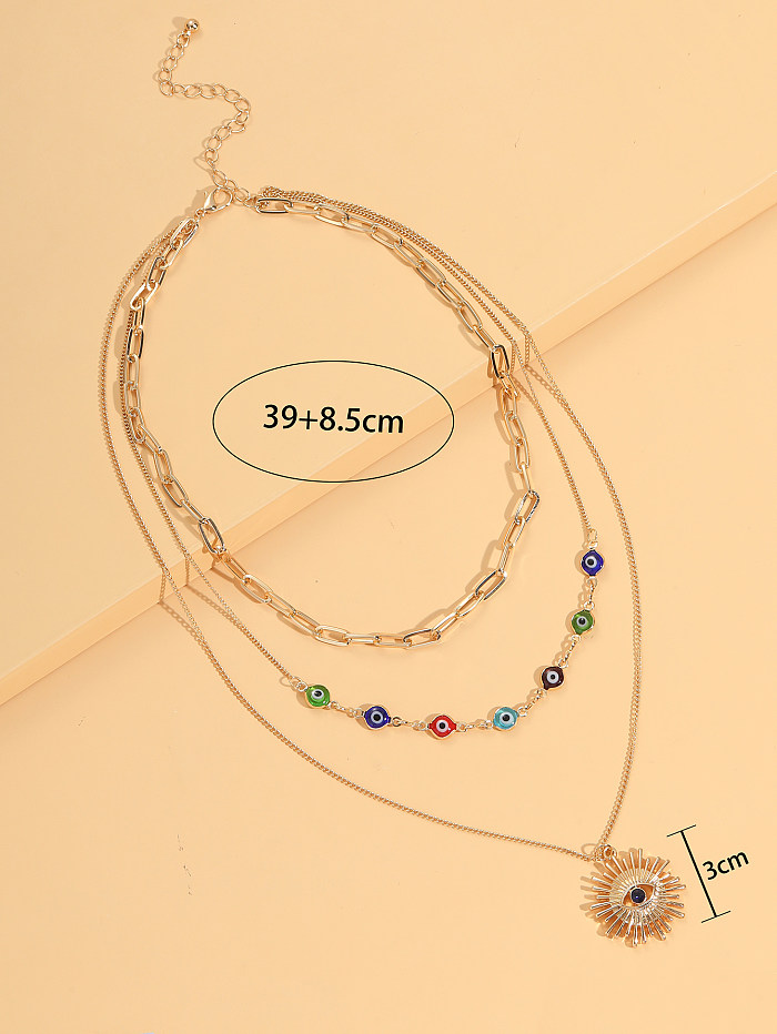 Fashion Devil'S Eye Copper Layered Necklaces Plating Copper Necklaces