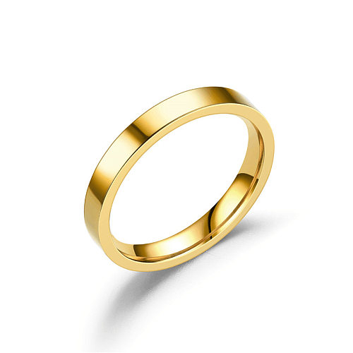1 Piece Simple Style Solid Color Titanium Steel Polishing Plating Rings