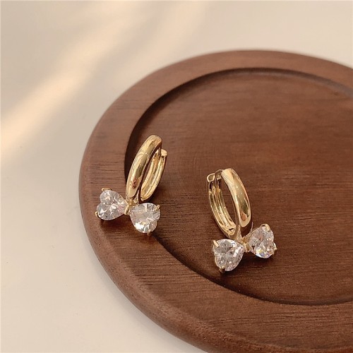 1 Pair Simple Style Bow Knot Plating Inlay Copper Zircon Gold Plated Drop Earrings