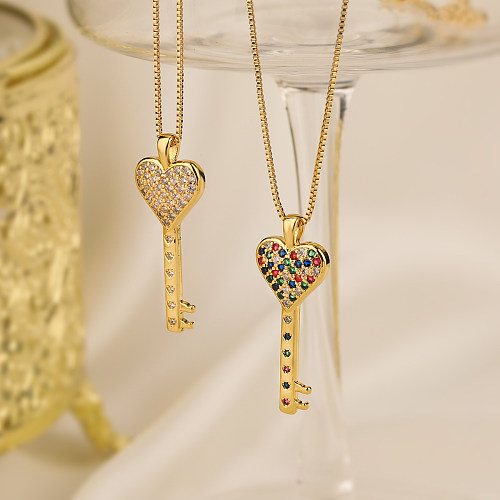 Aogu luz de interesse especial luxo cobre banhado a ouro zircão chave pingente colar feminino ins simples personalizado all-match clavícula corrente