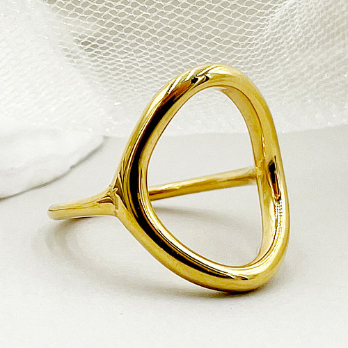 Anéis banhados a ouro com revestimento de aço inoxidável de cor sólida casual estilo simples