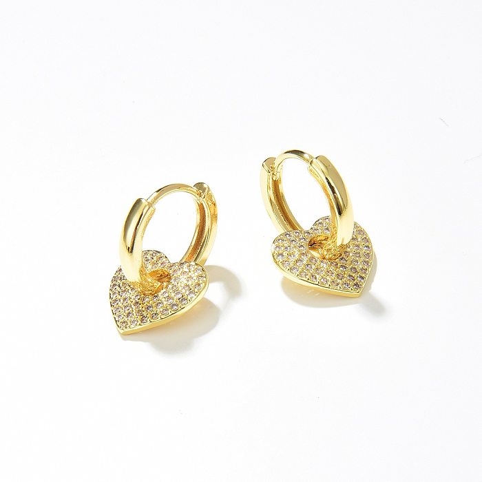 Fashion Geometric Heart Stars Contrast Color Copper Earrings Female