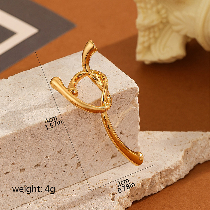 1 Piece Casual Solid Color Copper 18K Gold Plated Ear Cuffs