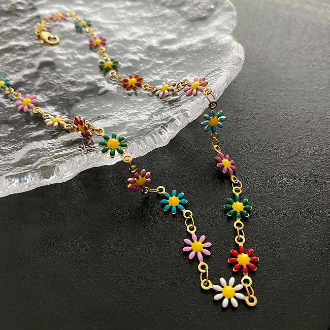 Collier de bracelets en placage de cuivre à fleurs douces
